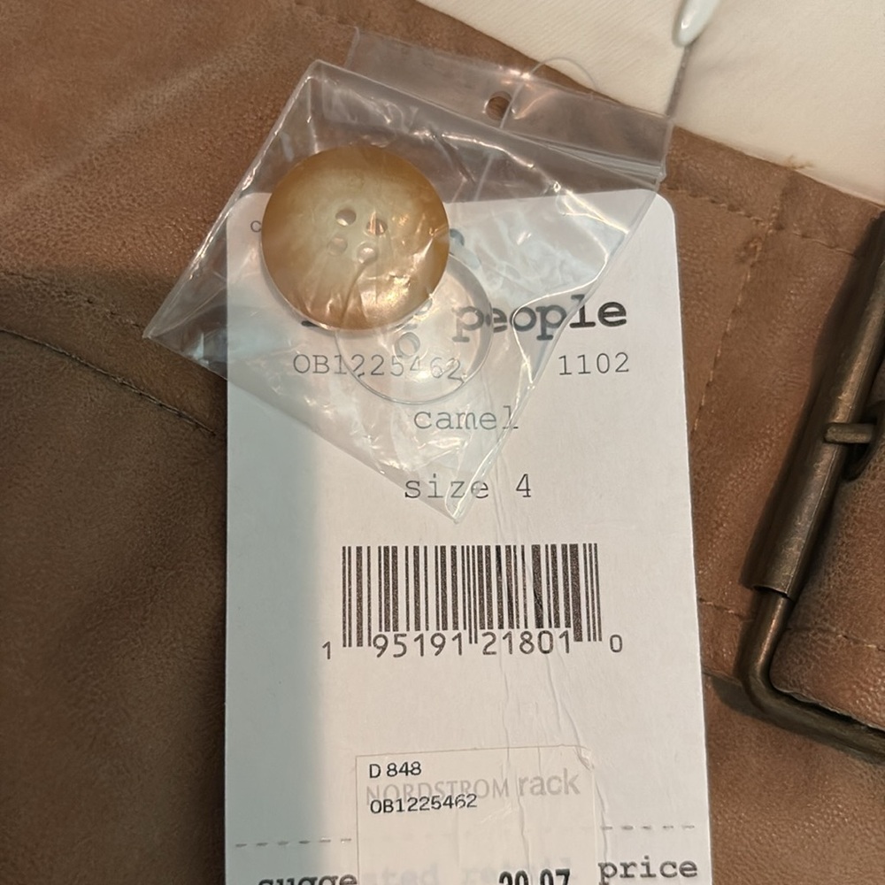 NWT Free People tan suede mini skirt size 4 - Picture 3 of 3